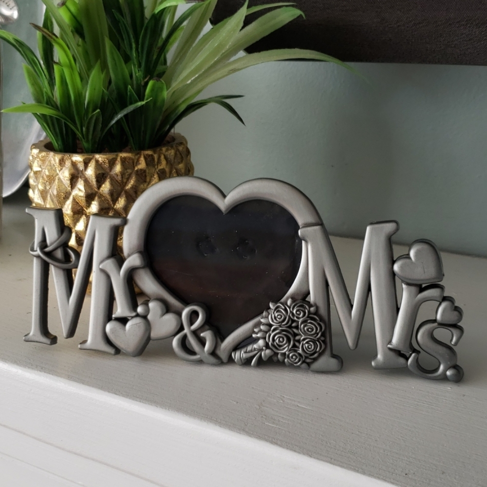 Mr and Mrs Pewter photo frame